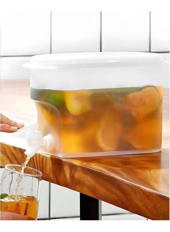 EETU Iced Beverage Dispensers,3.5L Cold Water Pitcher In Refrigerator With Faucet,Plastic Large Capacity Dispenser,Lemonade Fruit Teapot Drink Dispenser For Daily Use - Image 1